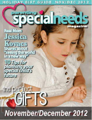 Parenting Special Needs Magazine cover, November/December 2012, featuring Jessica Kovacs.