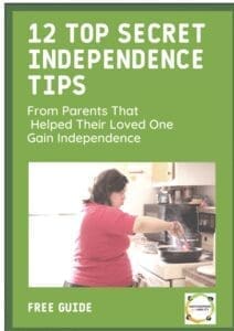 12 Top Secret Independence Tips guide cover with image of person cooking