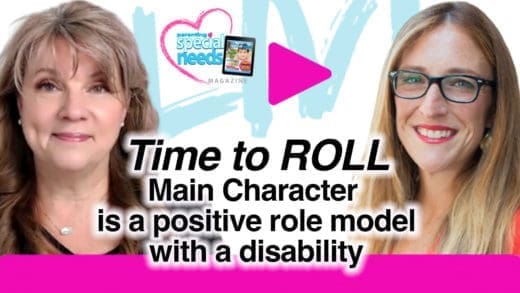 Jamie Sumner and another woman smile, with text about her book "Time to Roll" between them.