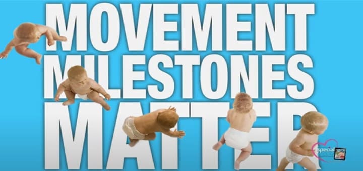 Babies crawling and walking in front of large text that reads "MOVEMENT MILESTONES MATTER