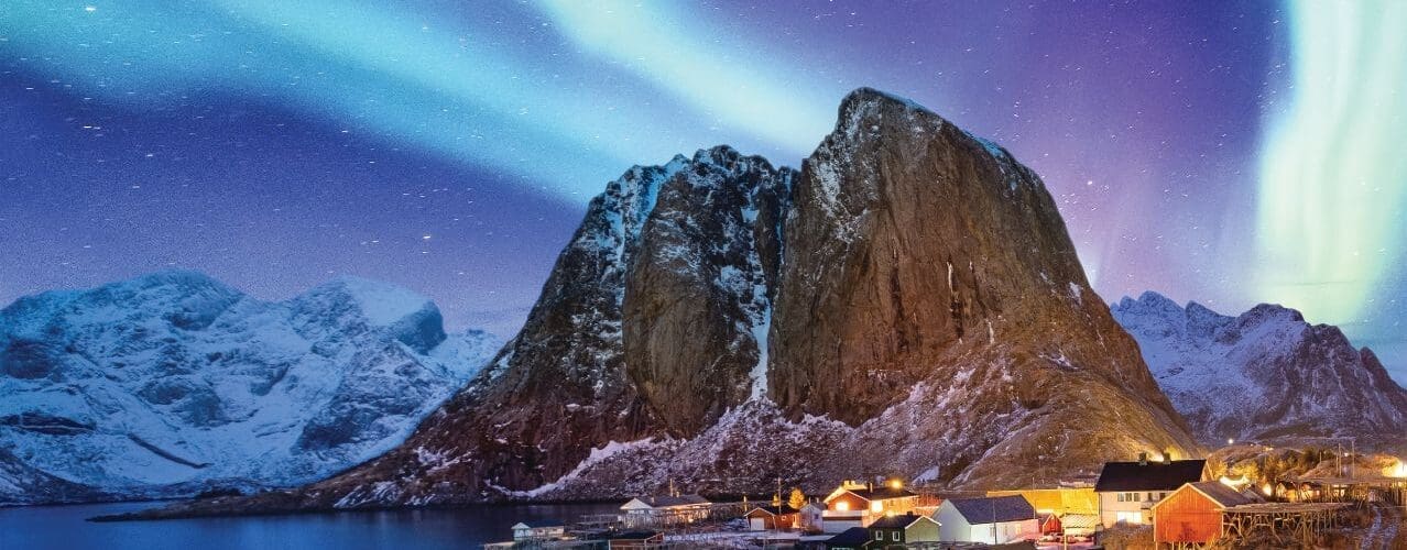 Aurora Borealis over Reine, Lofoten Islands, Norway