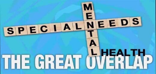 Special Needs" and "Mental Health" spelled out in scrabble tiles, with "The Great Overlap" text.