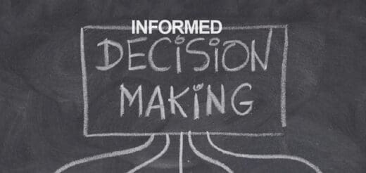 Text on a chalkboard reads "INFORMED DECISION MAKING.