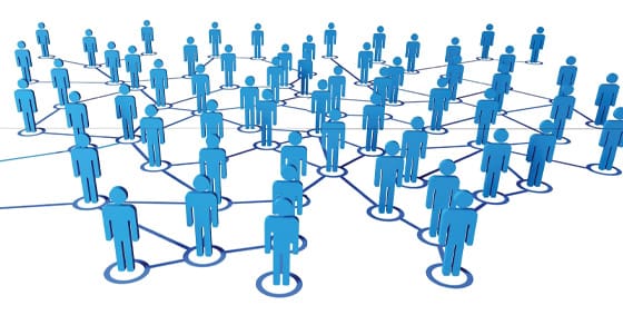 Blue figures connected by lines representing a network of special needs families.
