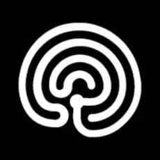 A white labyrinth on a black background.