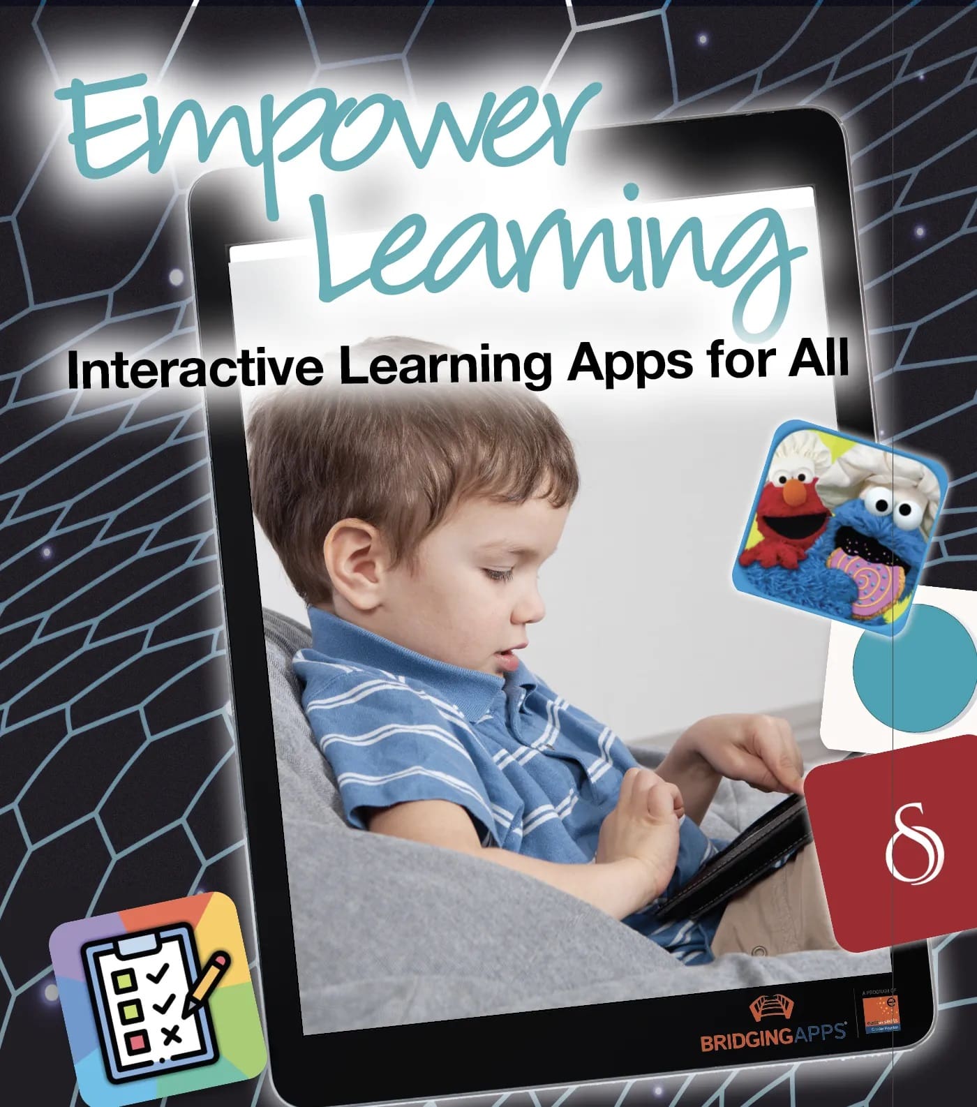 Tablet displaying the Empower Learning logo with a young boy using it.
