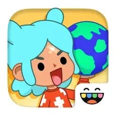 Toca Boca World app icon with a cartoon character and a globe.