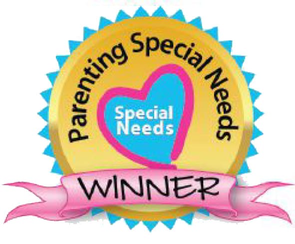 Parenting Special Needs Magazine Winner seal with a ribbon that says WINNER