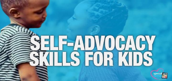 Two children with text overlay reading "SELF-ADVOCACY SKILLS FOR KIDS".