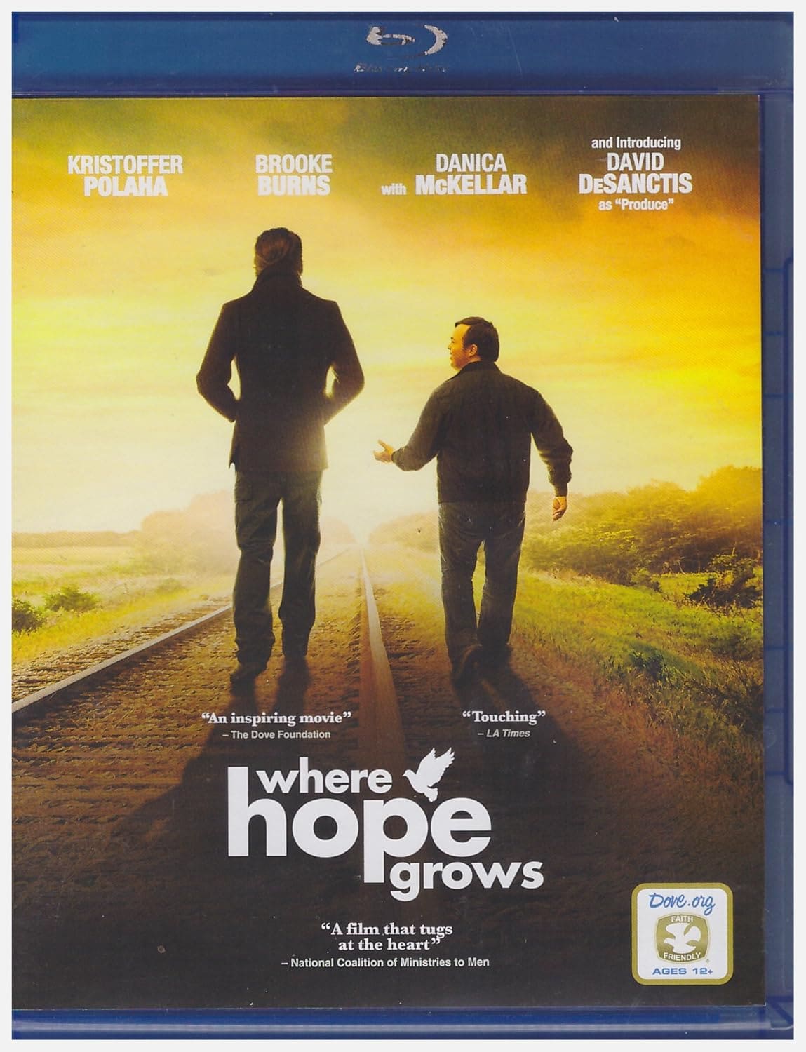 Where Hope Grows movie poster with two men on railroad tracks.