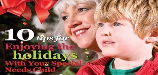 Woman and child with text overlay "10 tips for Enjoying the holidays With Your Special Needs Child