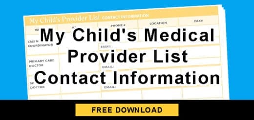 My Child's Medical Provider List Contact Information document