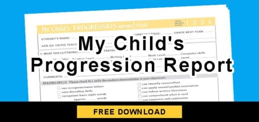 Downloadable progression report form for children.
