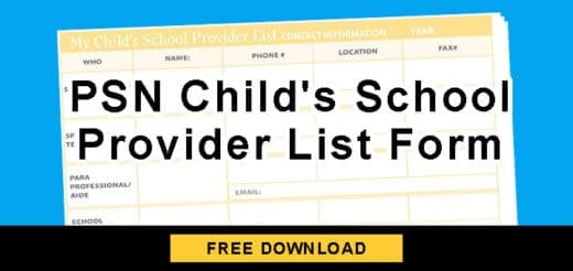 PSN Child's School Provider List Form