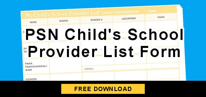 PSN Child's School Provider List Form