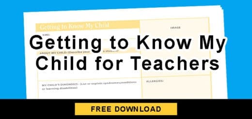 Getting to Know My Child for Teachers" document with a "Free Download" button