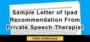 Sample letter of iPad recommendation from private speech therapist
