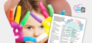 Child with hands painted in bright colors covers part of a document titled "Quick Checklist for SPD DL