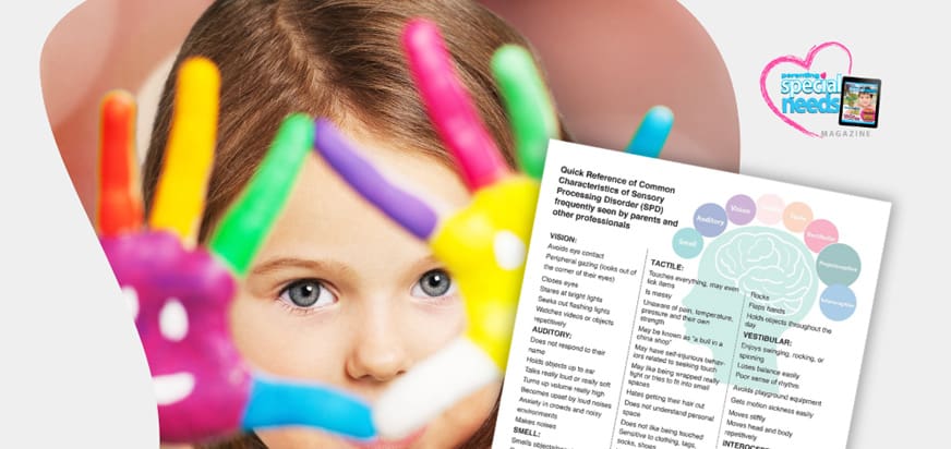 Child with hands painted in bright colors covers part of a document titled "Quick Checklist for SPD DL