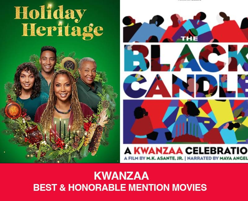 Holiday Heritage" and "The Black Candle: A Kwanzaa Celebration" movie posters.