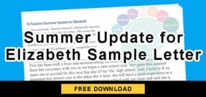 Summer Update for Elizabeth Sample Letter