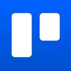 Trello logo with two white rectangles on a blue background