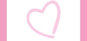 A light pink outline of a heart on a white background with pink bars on the left and right.