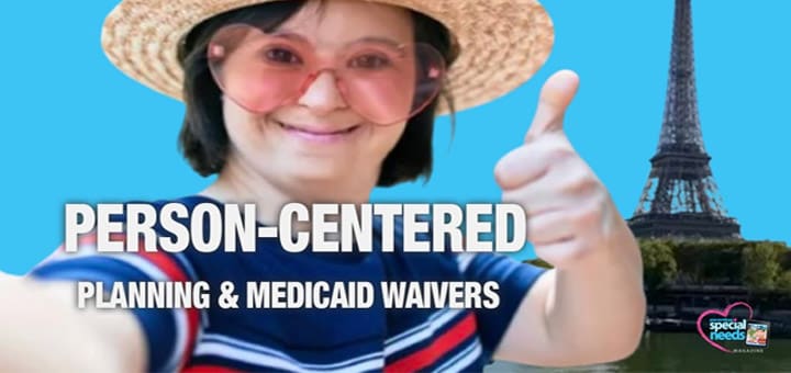 Person giving a thumbs up with text overlay "PERSON-CENTERED PLANNING & MEDICAID WAIVERS