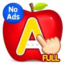 ABC Kids Tracing & Phonics app icon with a red apple, letter A, and a finger pointing.