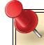 Two red thumbtacks securing a corner of a light-yellow square.