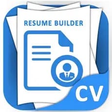 Resume Builder CV Maker app icon with paper documents and a person icon.