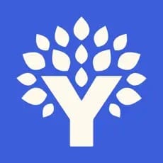 Logo of a white tree with the letter Y inside it on a blue background.