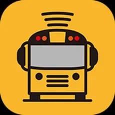 A stylized yellow school bus with antennae and signal waves above.