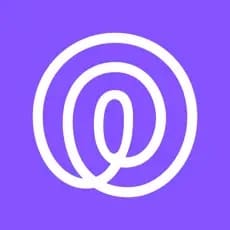 Life360 logo with concentric circles on a purple background.