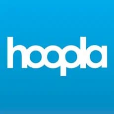 Hoopla Digital logo on a blue background.
