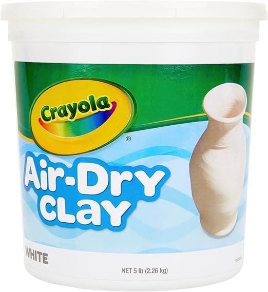 Crayola Air-Dry Clay bucket with a depiction of a white clay vase.