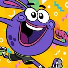 GoNoodle character running with an excited expression against a colorful background.