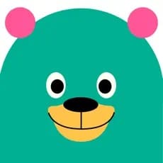 Khan Academy Kids app logo featuring a teal bear with pink ears.