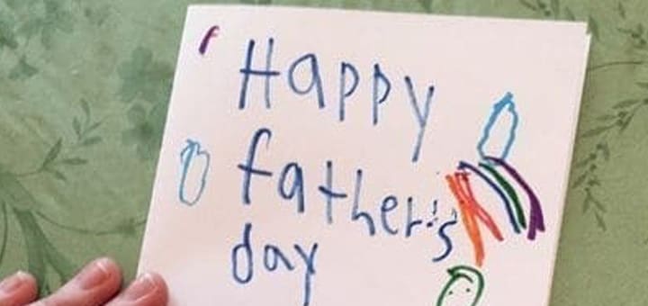 Child's drawing wishing a Happy Father's Day.