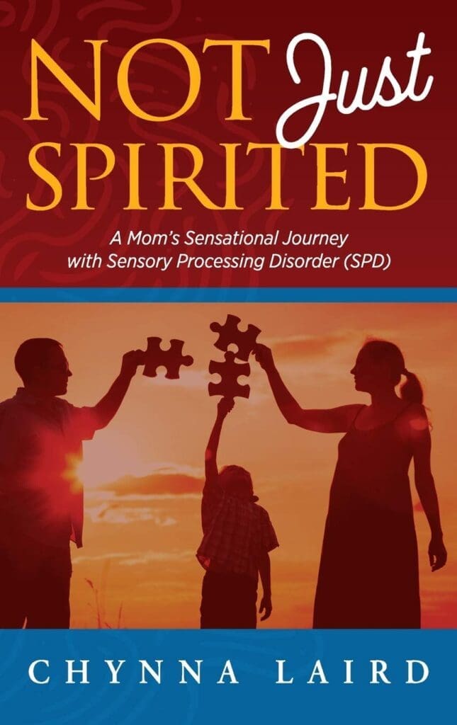 Not Just Spirited" book cover with a family holding puzzle pieces at sunset