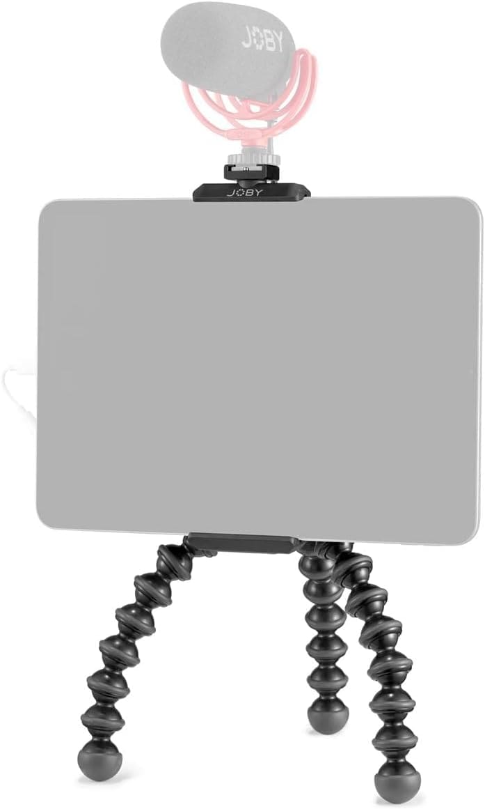JOBY GripTight tablet mount with flexible legs and a microphone