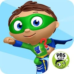 Super Why in his superhero costume with a green mask and cape.