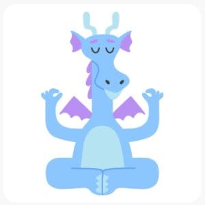 Blue dragon meditating with eyes closed