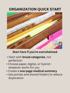 Filing cabinet with labeled folders for organization