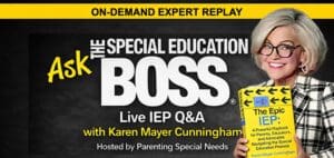 Karen Mayer Cunningham holds up "The Epic IEP: A Powerful Guide" book.