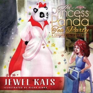 Cover of "The Princess Panda Tea Party" book, featuring a girl in a wheelchair and a panda in a costume.